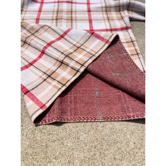 Tahari Sweater Women Size XS Red Brown Cream Plaid Mock Neck Long Sleeve - Picture 4 of 5